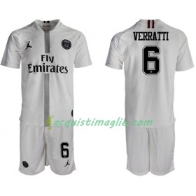 Divisa di Calcio Paris Saint Germain Verratti 6 Jodan Bianco Bambino Terza 2018/2019